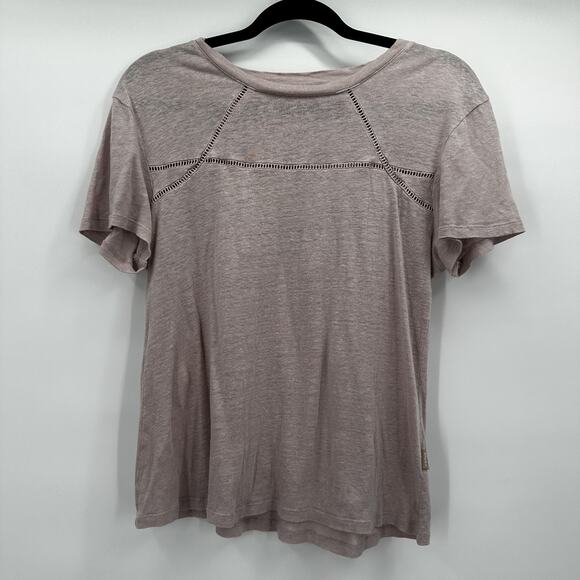 Ella & Il Shirt Womens Medium Mauve Pink Linen Jackie Tee Short Sleeve Portugal - Picture 1 of 11